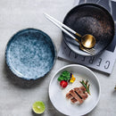 Axyaa Ceramic Plate Set - Hammered Deep & Frosted Shallow Bowl, Japanese Tableware