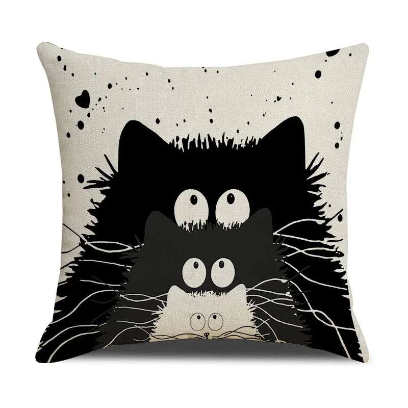 Axyaa Cat Print Cushion Cover for Stylish Home Decor and Comfort