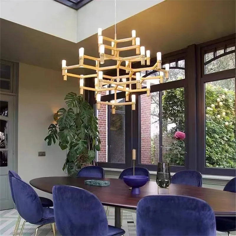 Axyaa Nordic Tube Chrome LED Chandelier for Kitchen Hotel Living Room