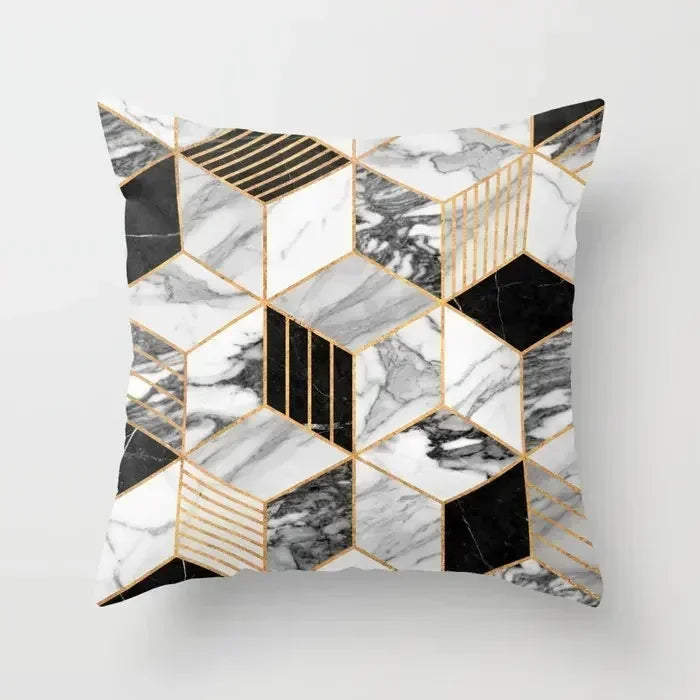 Axyaa Wood Texture Marble Pillowcases - Geometric Cushions Case for Home Decor
