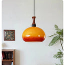 Axyaa Retro Glass Chandelier Light Fixture Solid Wood Pendant Lamp