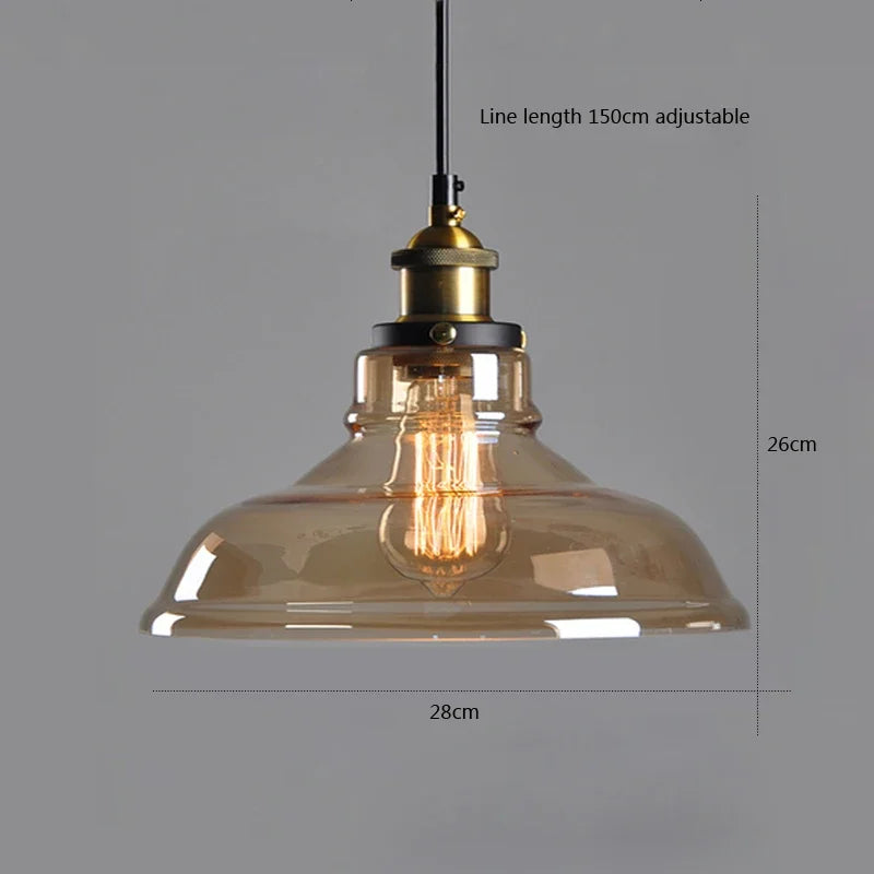 Village Glass Pendant by Axyaa - Retro Smoke Grey Hanging Lamp for Home Decor