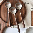 Axyaa Walnut Handle Stainless Steel Eating Spoon Set