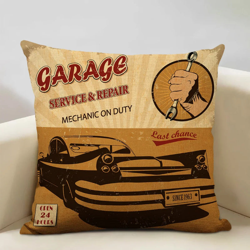 Axyaa Classic Cars Print Cushion Cover 45X45CM Pillowcase Linen Throw Pillow
