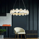 Axyaa Marble Pendant Lights: Modern Luxury LED Chandelier Circle Ring Indoor Lamp