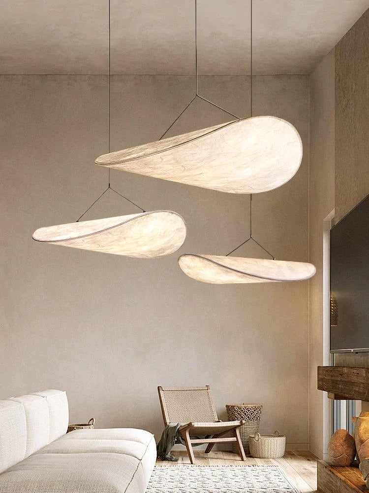 Axyaa Wabi Sabi Silk Chandelier: LED Nordic Minimalist Loft Pendant Light