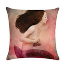 Axyaa Fairy Girl Linen Pillowcase for Home Decor 45X45CM