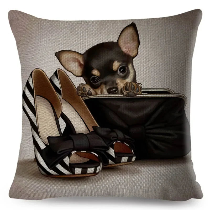 Axyaa Cartoon Dog Linen Pillowcase 45*45cm