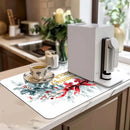 Axyaa Christmas Bow Dish Drying Mat: Heat Resistant, Non-slip Kitchen Drain Pad