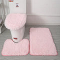 Axyaa 3 Piece White Bathroom Rugs Sets Non-Slip Bath Mats Lid Cover Contour Mat