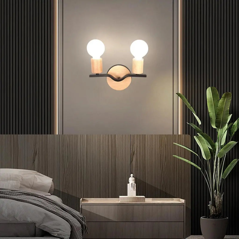 Iron Wood Lampshade Wall Sconce by Axyaa: Modern Vintage Lighting