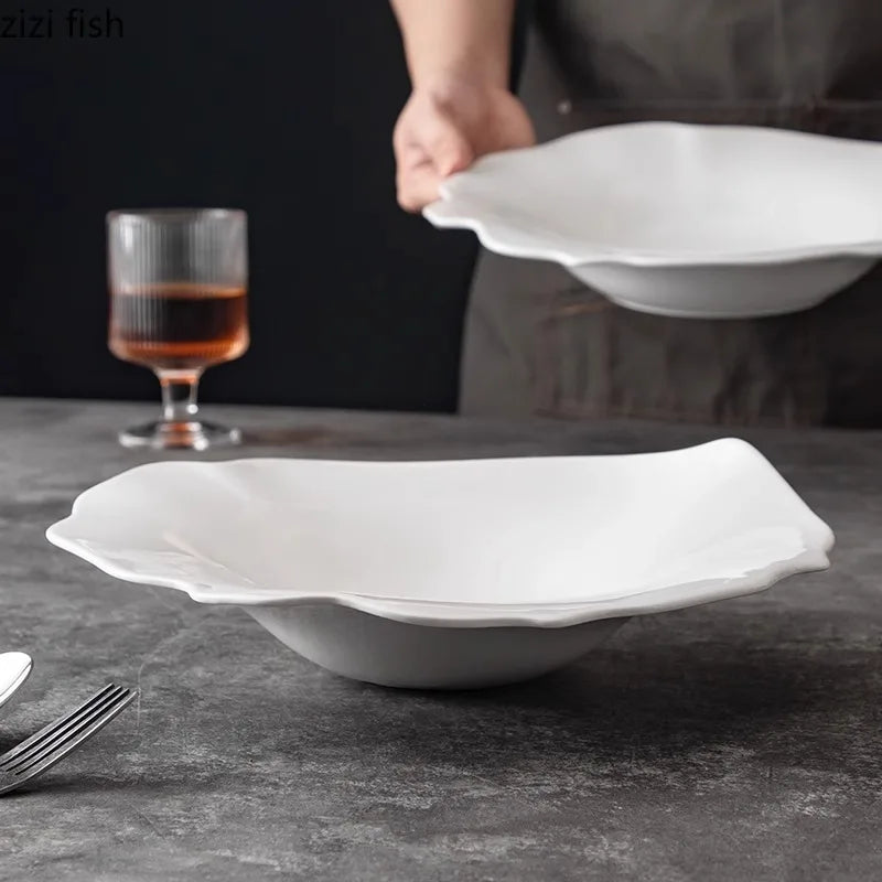 Axya Ceramic Deep Soup & Salad Plate Set for Restaurants & Desserts