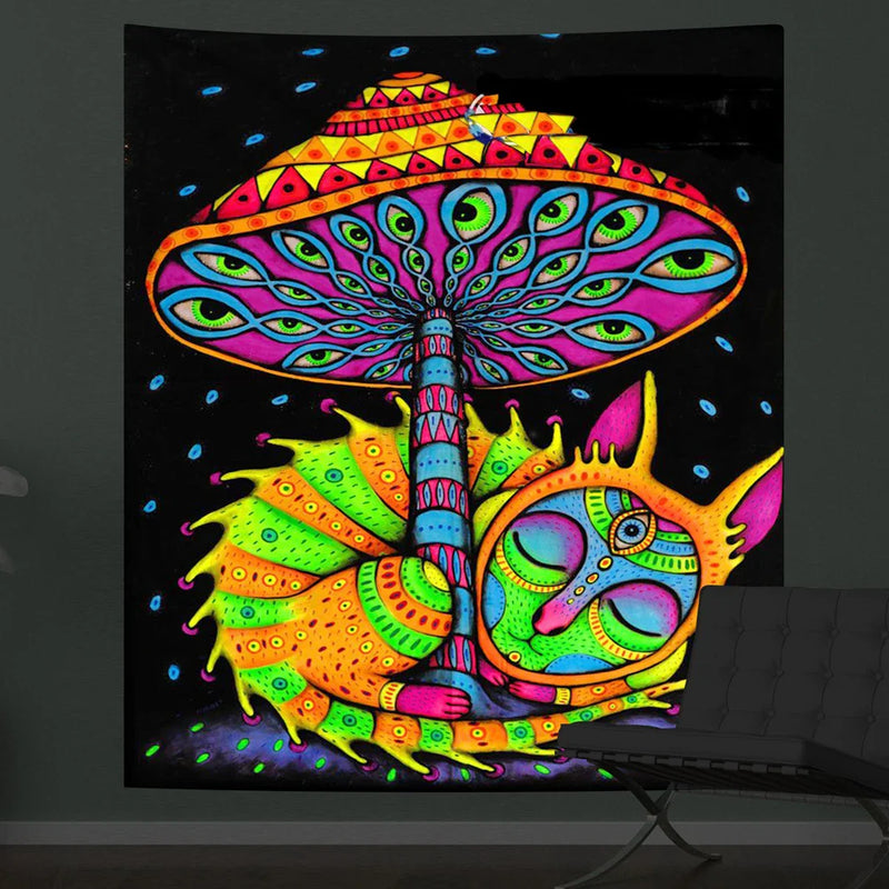 Axyaa Fluorescent Mushroom Luminous Tapestry for Interior Decoration