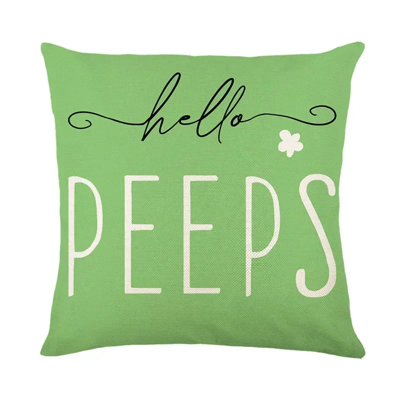 Easter Bunny Eggs Pillowcase 45x45cm Linen Pillow Covers, Axyaa Home Decor Brand