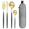 Axyaa Stainless Steel Travel Cutlery Set with Case - Knife Spoon Fork