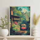 Axyaa Anime Style Train Journey Canvas Poster - Japanese Wall Art for Home Decor