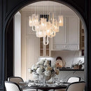 Axyaa Nordic Cream Glass Chandelier: Luxury Gloss Pendant Light