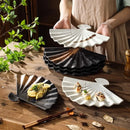 Axyaa Fan Shaped Ceramic Plate: Retro Sushi, Dessert, Dim Sum, Molecular Cuisine Tableware