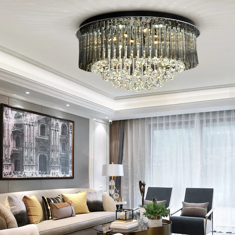 Axyaa Modern Luxury Crystal Ceiling Lamp for Home Living Room Lighting