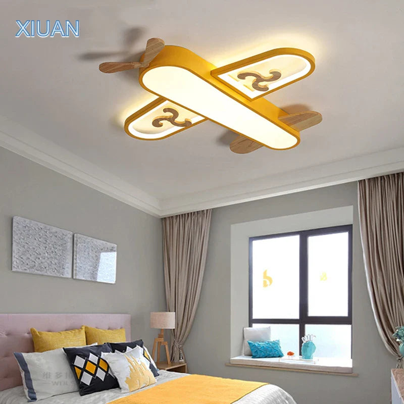 Axyaa Kids Wood Metal Plane Pendant Lights Nursery School LED
