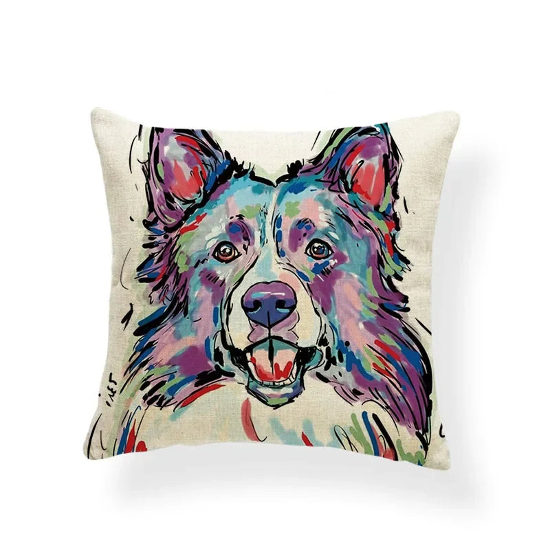 Axyaa Golden Retriever Linen Pillowcase: Decorative Square Cushion Cover
