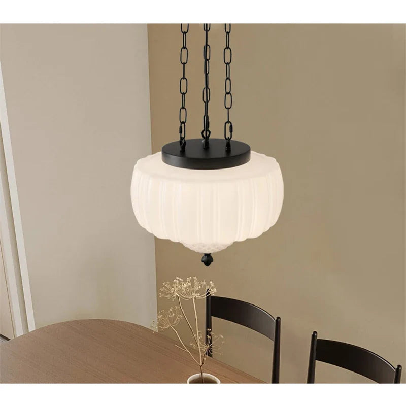 Axyaa Milk White Glass Pendant Lamp: Modern Style for Bedroom, Living Room & Restaurant