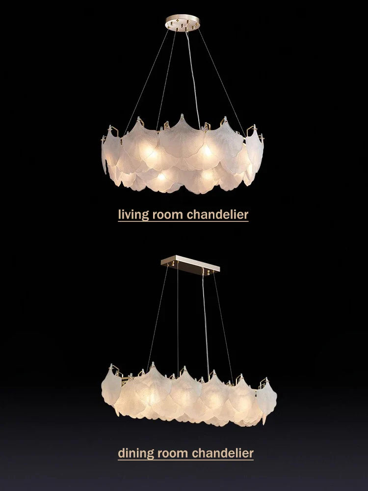 Axyaa Circle Glass Chandelier LED Pendant Lights for Living & Dining Room