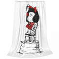 Axyaa Flannel Mafalda Quino Cartoon Blanket: Soft Plush Throw for Bed & Sofa