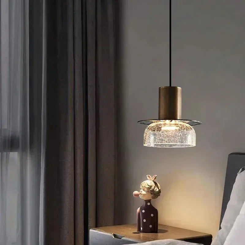 Axyaa Retro Glass Pendant Chandelier: Modern LED Lighting for Home, Cafe, Bar