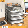 Axyaa Stackable Desk Organizer for Office - Black, 4-Tier Tray for Paper and Accessories