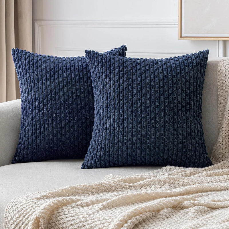 Axyaa 18x18 Corduroy Throw Pillows for Sofa, Bed & Living Room