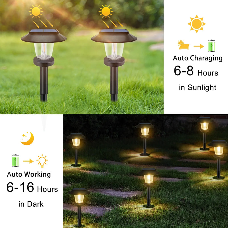 Axyaa Solar Pathway Lights: LED Outdoor Landscape Lamps for Yard Garden Walkway