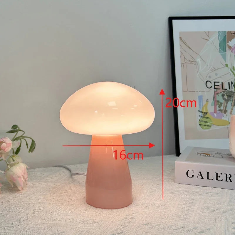 Axya Cream Mushroom Desk Lamp: Girl Romantic Night Light for Bedroom Atmosphere