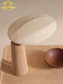 Axyaa Vintage Wood Desk Lamp LED E27 Fabric Art Table Light