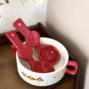 Axyaa Kawaii Hearts Soup Spoon: Cute Hand-Painted Ceramic Tableware