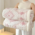 Axyaa Double Layer Geometric Jacquard Fleece Blanket: Thick & Warm Sofa Throw for Autumn/Winter