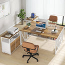 Axyaa 63" Computer Desk with Storage Shelf, Dark Walnut + Steel, Home Office Workstation