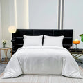 Luxurious Stain Duvet Cover Set - Silky Solid Color & Jacquard Quilt Cover - Axyaa Queen Bedlinens
