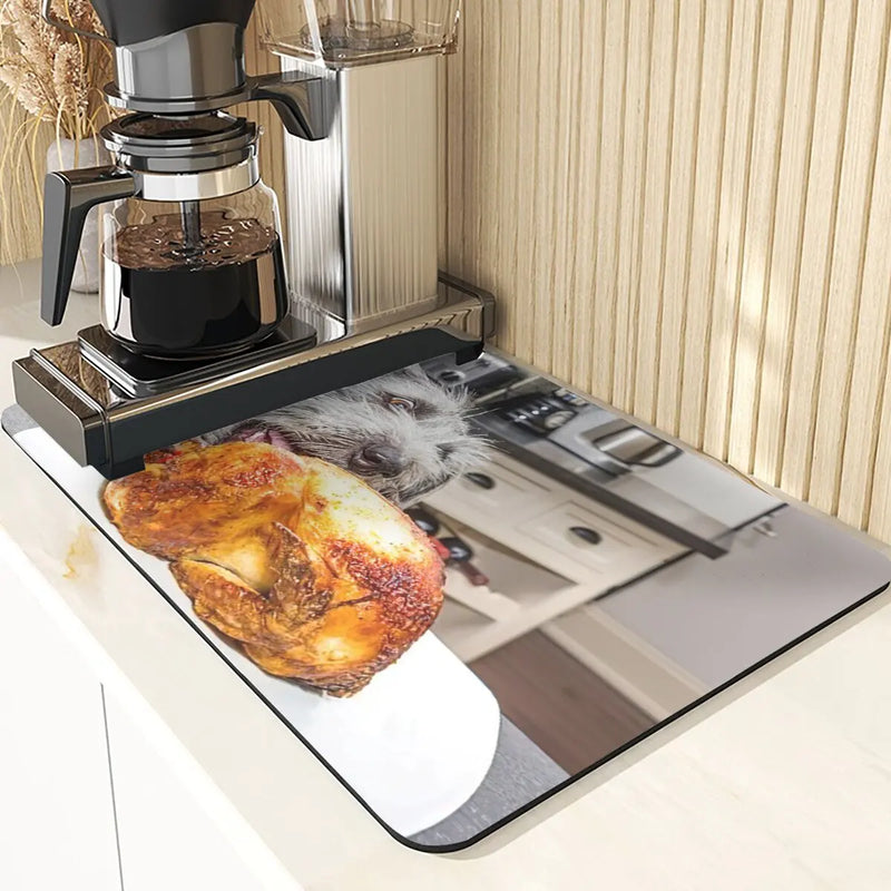Axyaa Cute Puppy Kitchen Counter Drain Mat Set