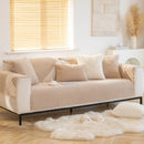 Axyaa Rabbit Fur Sofa Cover: Winter Plush Slipcover for Luxe Living Room Decor