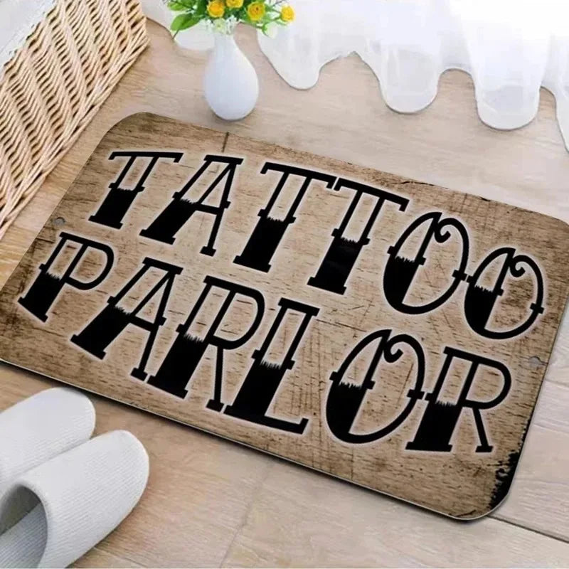 Axyaa Tattoo Shop Mat Indoor Welcome Door Mat Washable Non-Slip Absorbent Carpet