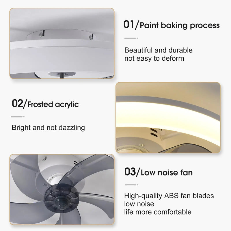 Axyaa Acrylic Ceiling Fan Light Remote Control 6-speed Living Room Fan Lamp