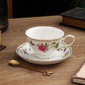 Axyaa Flower Tea Set with Porcelain Mug, Saucer, and Spoon