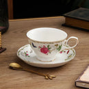 Axyaa Flower Tea Set with Porcelain Mug, Saucer, and Spoon