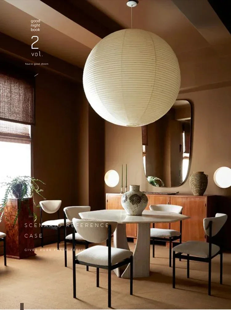 Axyaa Wabi Sabi Rice Paper Pendant Lights - Nordic Style Chandelier for Home Decor