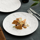 Axyaa White Underglaze Ceramic Flat and Round Plates: High-End Designer Home Cooking Collection