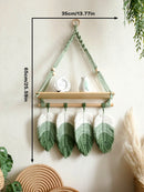 Axyaa Leaf Tassel Macrame Wall Hanging Shelf: Boho Rustic Home Decor for Living Room, Bedroom, Nursery