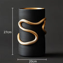 Axyaa Golden Snake Relief Vase for Chic Desk Decor & Artificial Floral Arrangement