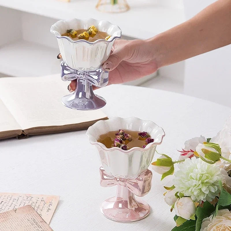 Axyaa 180ml Ceramic Dessert Bowl Cup for Ice Cream, Yogurt, Fruit Salad, Pudding