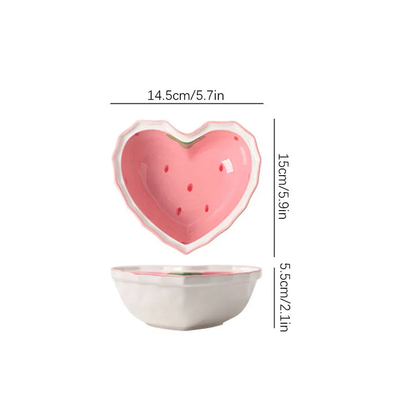 Axyaa Strawberry Girl Heart Tableware Set - Bowl, Spoon, Plate